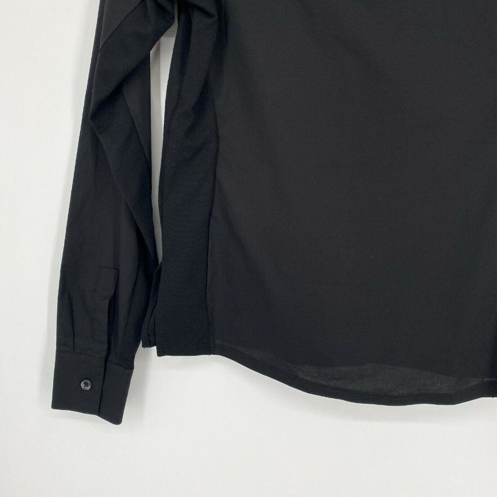 Betabrand Mind The Gap Button Down Cotton Shirt Top Black Women's Size Medium - Picture 7 of 10